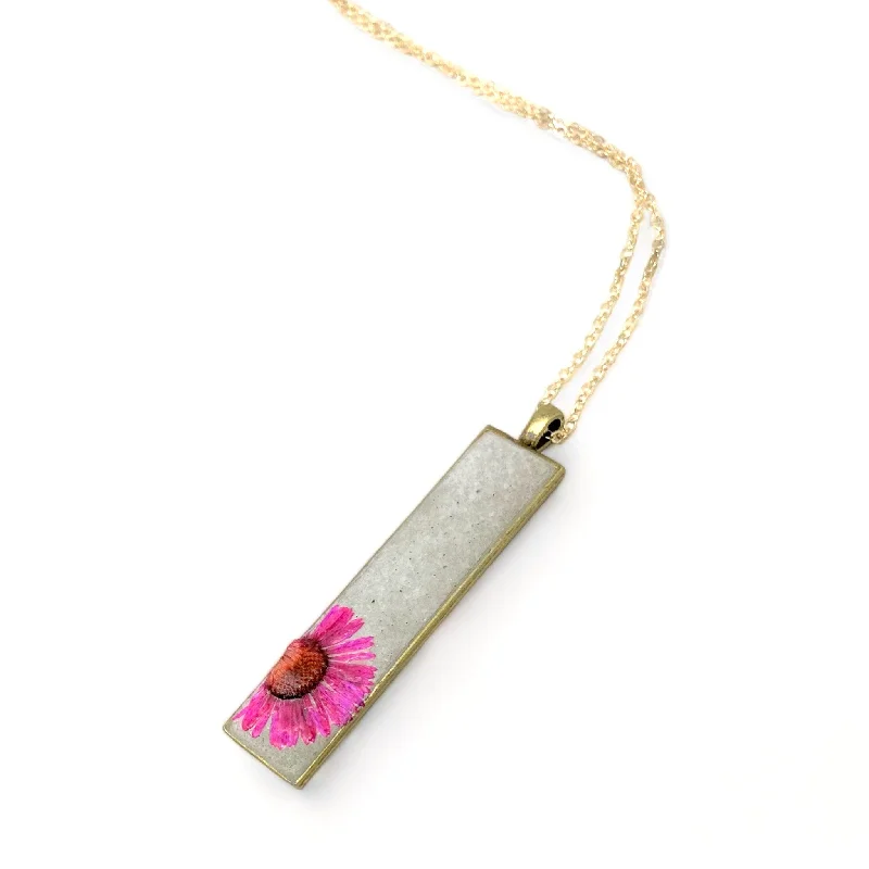 Best necklaces and pendants with rose gold for a warm and romantic appeal-Concrete Botanical Necklace - Hot Pink Flower