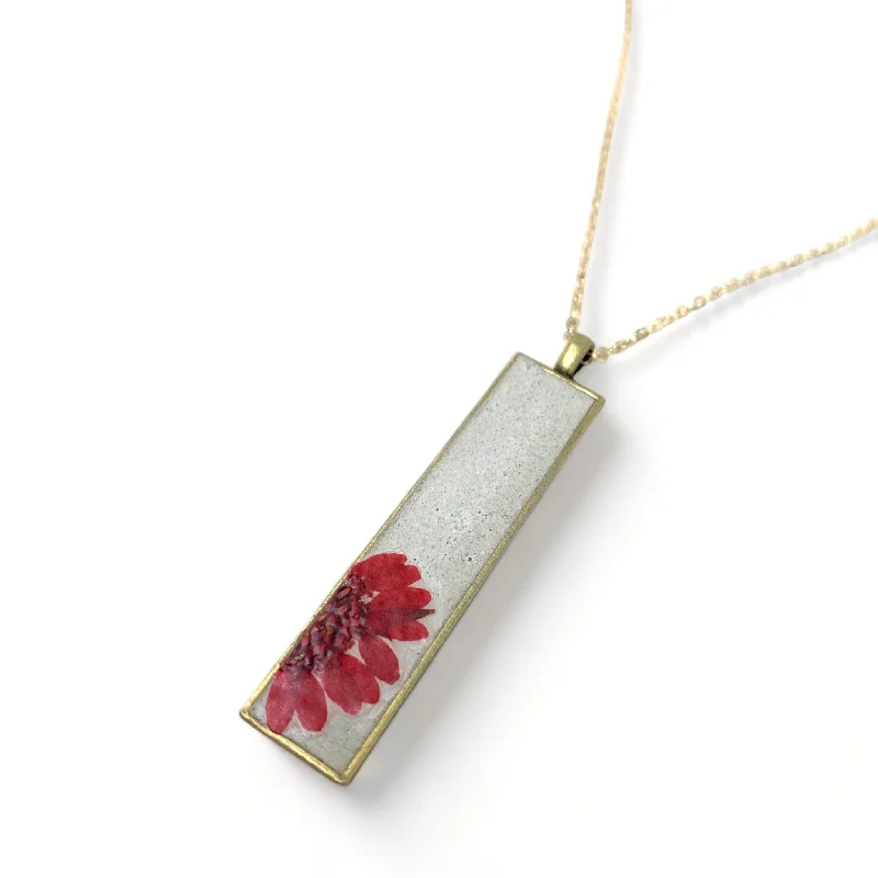 Trendy necklaces and pendants with geometric shapes for a modern aesthetic-Concrete Botanical Necklace - Red