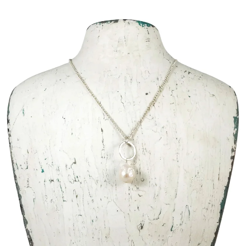 Trendy necklaces and pendants with statement pieces for a bold fashion statement-Baroque Pearl Pendant - sterling silver