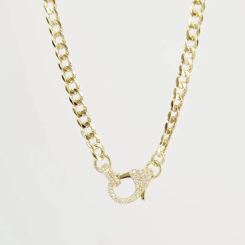 Best necklaces and pendants with crystal accents for a sparkling and elegant style-Diamond Clasp Curb Chain Necklace