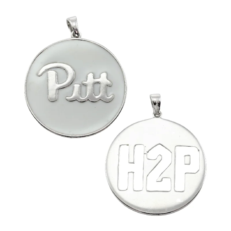 Stunning necklaces and pendants with jade gemstones for a calming green hue-Sterling Silver Pitt and H2P White Enamel Charm 18mm