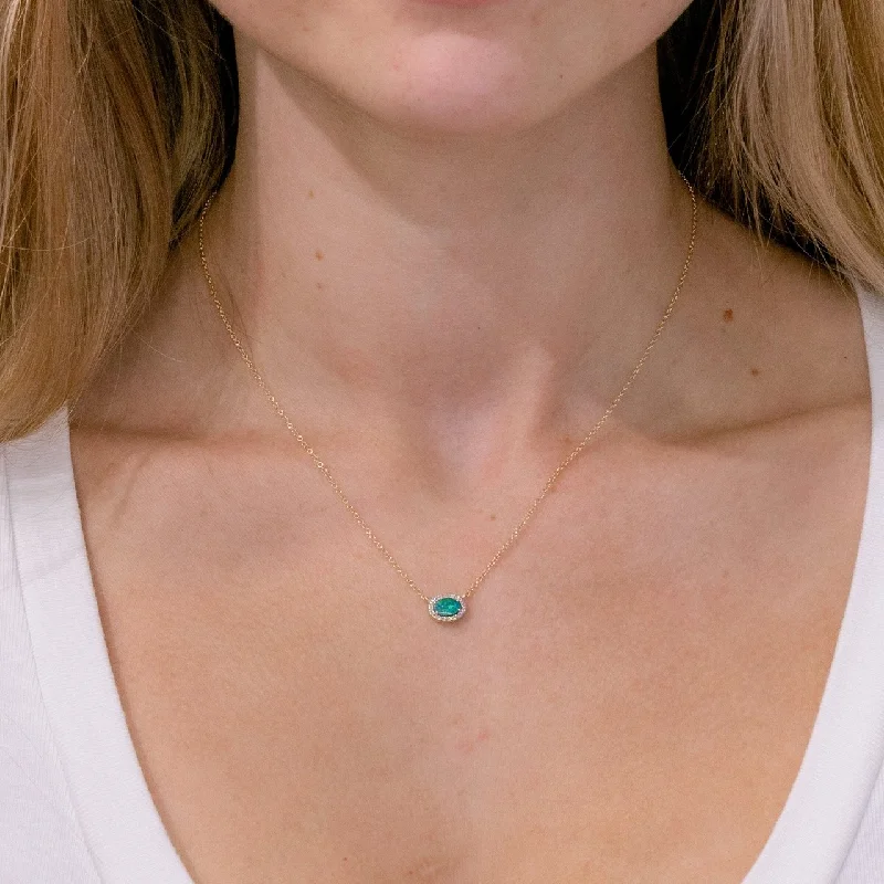 Stunning necklaces and pendants with jade gemstones for a calming green hue-East West Opal Oval Necklace