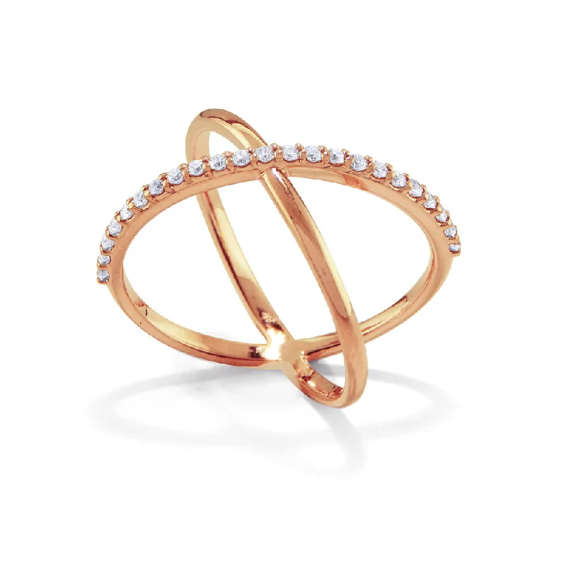 Unique necklaces and pendants with gemstones for a colorful and vibrant statement-14K ROSE GOLD PAVE DIAMOND X BAND 0.26CTW