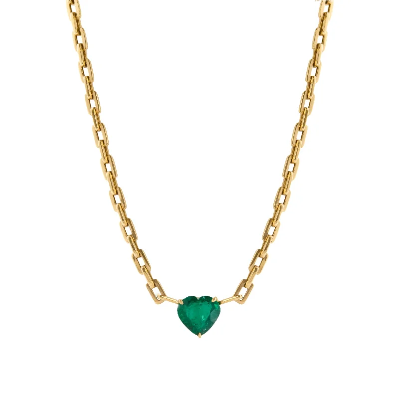 Best necklaces and pendants with sterling silver for an affordable yet stylish choice-Emerald Heart Mini Deco Link Choker