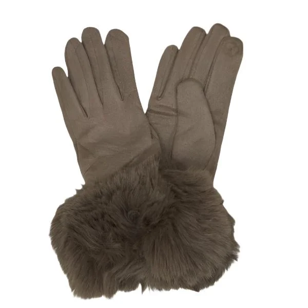 Stunning necklaces and pendants with amethyst gemstones for a calming effect-Faux Fur Trim Gloves in Taupe