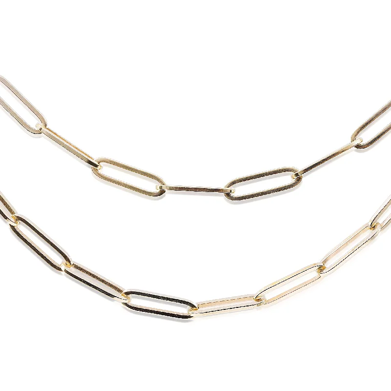 HENNE 14K YELLOW GOLD 32 INCH PAPERCLIP NECKLACE