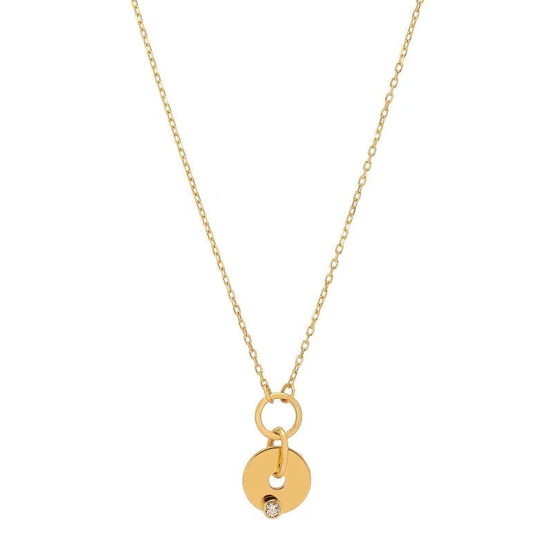 Necklaces and pendants with geometric pendants for a clean, contemporary design-Gold Diamond Disk Necklace