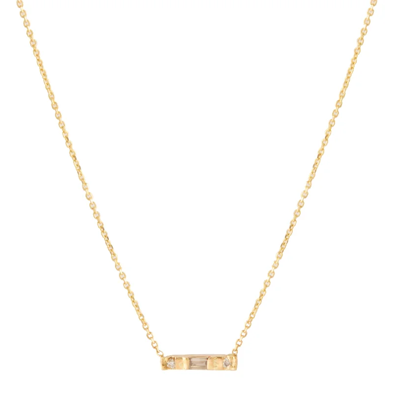 Best necklaces and pendants with opal and gold for a vibrant, luxurious contrast-Gravity Necklace - Champagne Baguette