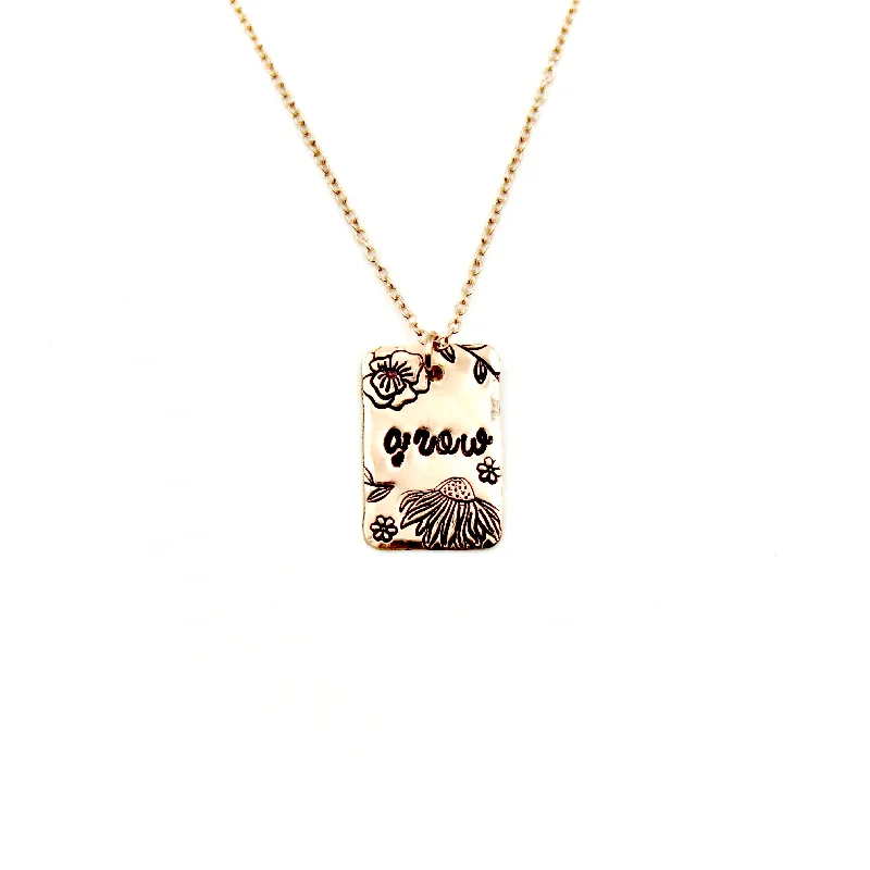 Best necklaces and pendants with black diamonds for an edgy, bold statement-Grow Rectangle Rose Gold-Filled Necklace