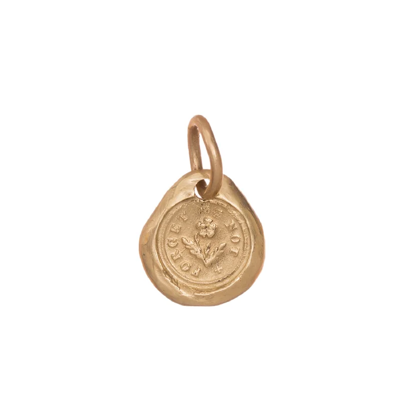 Personalized necklaces and pendants with coordinates for a meaningful location-based gift-Forget Me Not Charm - Yellow Gold