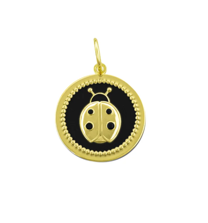 Stunning necklaces and pendants with aquamarine stones for a serene effect-Ladybug Black/Gold