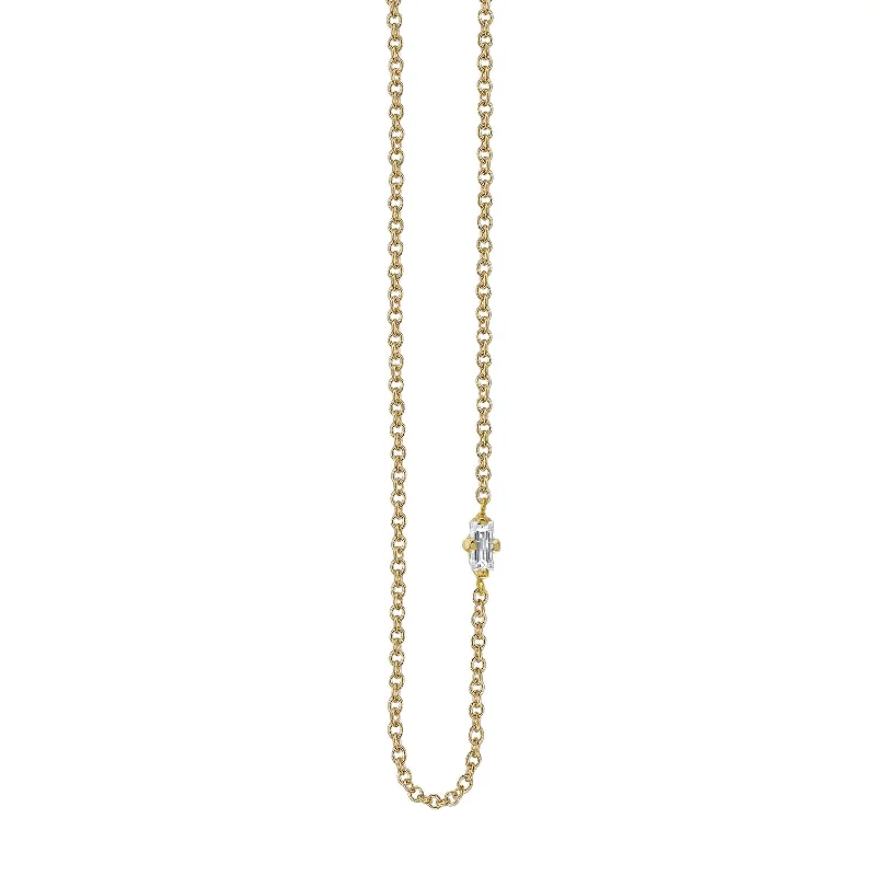 Best necklaces and pendants with black diamonds for an edgy, bold statement-Floating Baguette Diamond Necklace