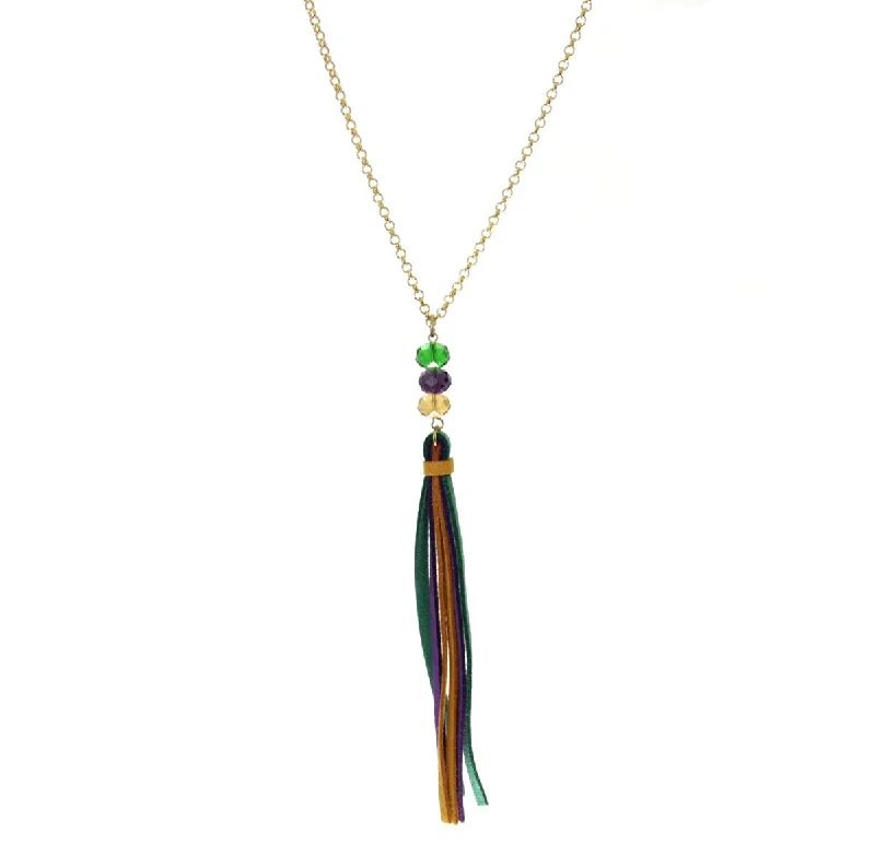 Best necklaces and pendants with gemstone clusters for a bold and colorful effect-Mardi Gras Tassel Necklace