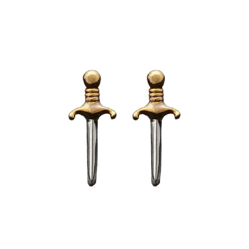 Best necklaces and pendants with intertwined designs for a symbol of unity-Mixed Metal Mini Dagger Studs