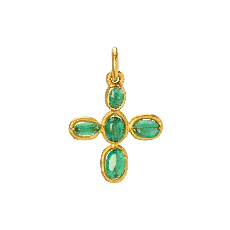 Best necklaces and pendants with layered designs for a chic, stacked look-Emerald Cross Charm