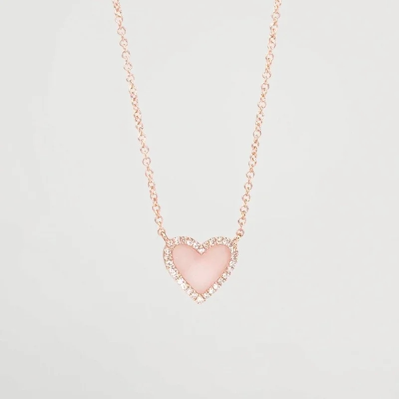 Best necklaces and pendants with crystal accents for a sparkling and elegant style-Pink Opal Heart Necklace Rose Gold