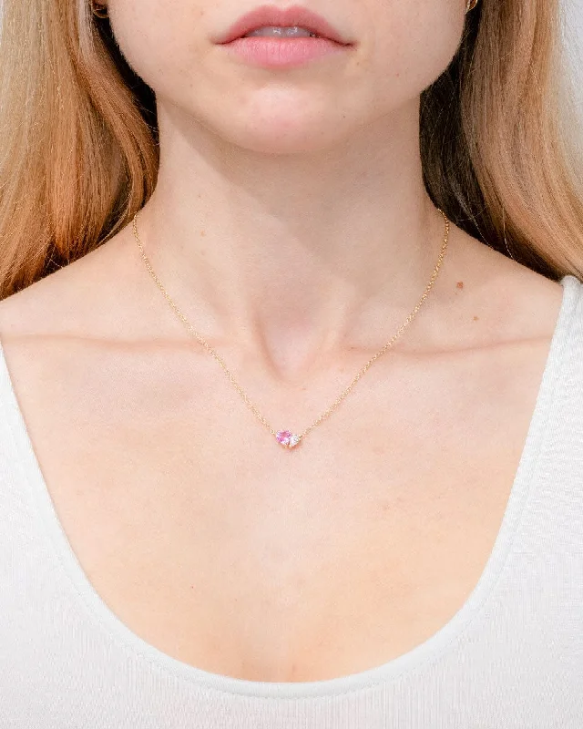 Best necklaces and pendants with layered designs for a chic, stacked look-Pink Sapphire & Diamond Toi Et Moi Necklace