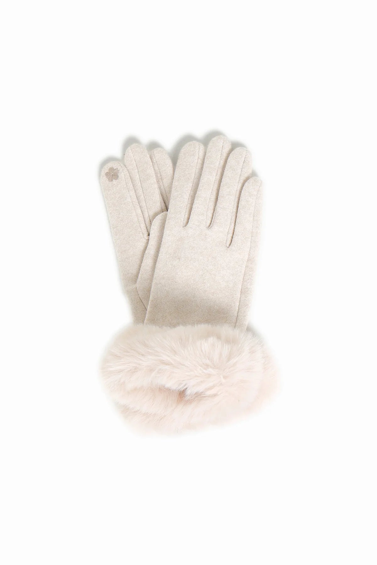 Necklaces and pendants with angel wing motifs for a spiritual, meaningful design-Faux Fur Cuffed Gloves in Ivory