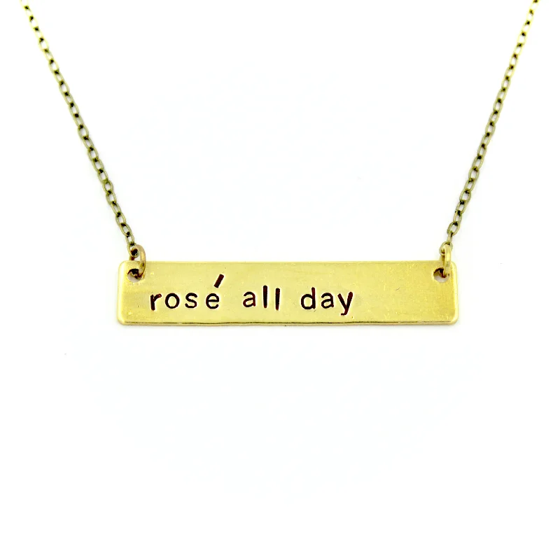 Fashionable necklaces and pendants with birthstones for a personalized gift idea-Rosé All Day Bar Necklace