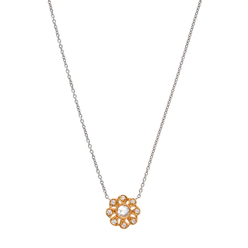 Best necklaces and pendants with statement designs for a fashionable accessory-Flora Diamond Necklace - Rose & White Gold