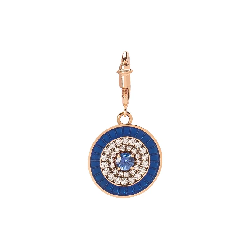 Best necklaces and pendants with opal gemstones for an iridescent glow-Eye Charm - Sapphire & Navy Blue Enamel