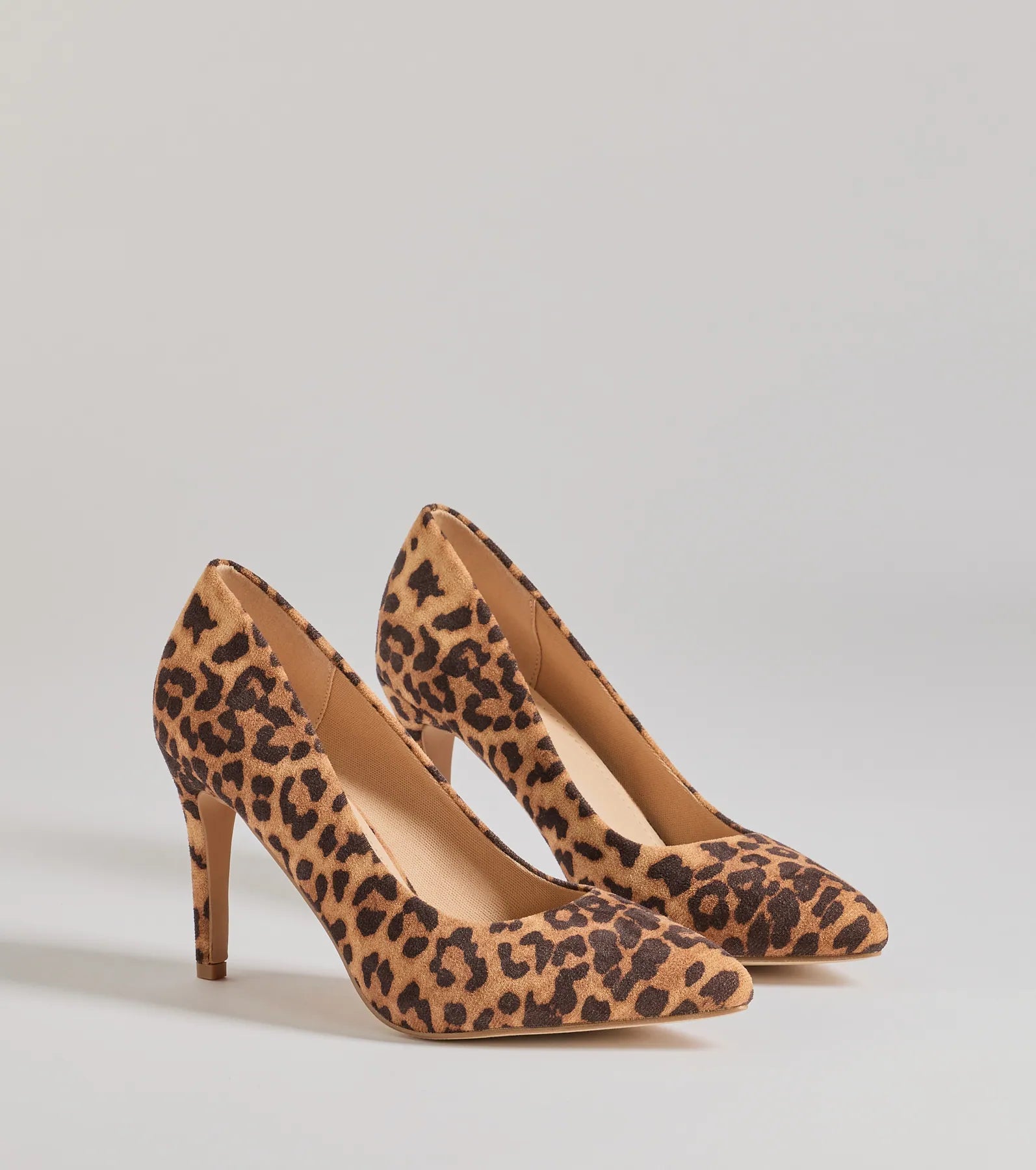 Ladies shoes featuring satin finishes feel smooth -Spotted Chic Leopard Print Stiletto Pumps