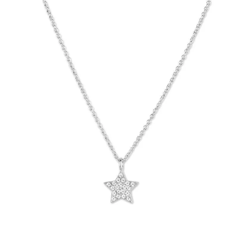 Best necklaces and pendants with intricate beadwork for a bohemian-inspired look-Sterling Silver Small Micro Pave Star Necklace