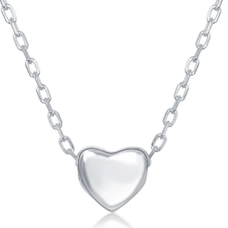 Best necklaces and pendants with matching rings for a coordinated jewelry set-Sterling Silver Small Shiny Heart Design Necklace