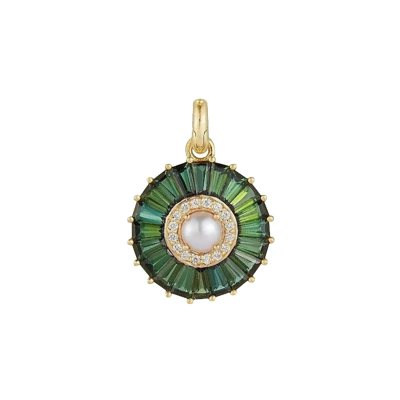 Best necklaces and pendants with butterfly pendants for a delicate, light style-Emily Large Charm - Green Tourmaline and Pearl