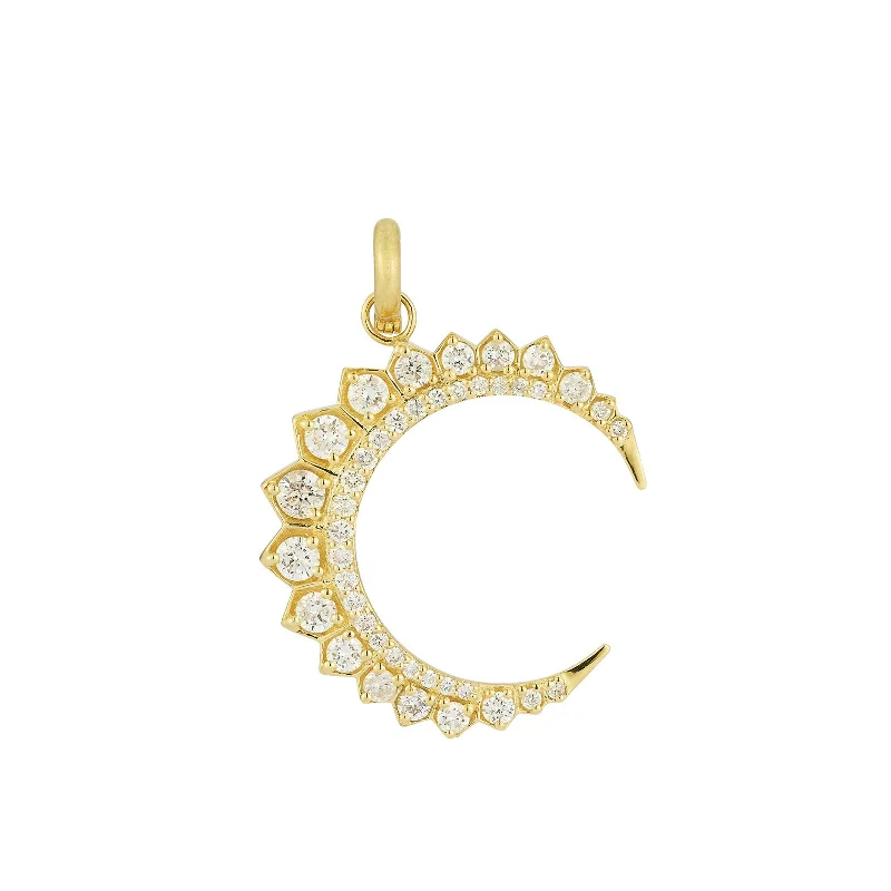 Layered necklaces and pendants for a trendy and fashionable stacked look-Estelle Crescent Moon Charm - Diamond