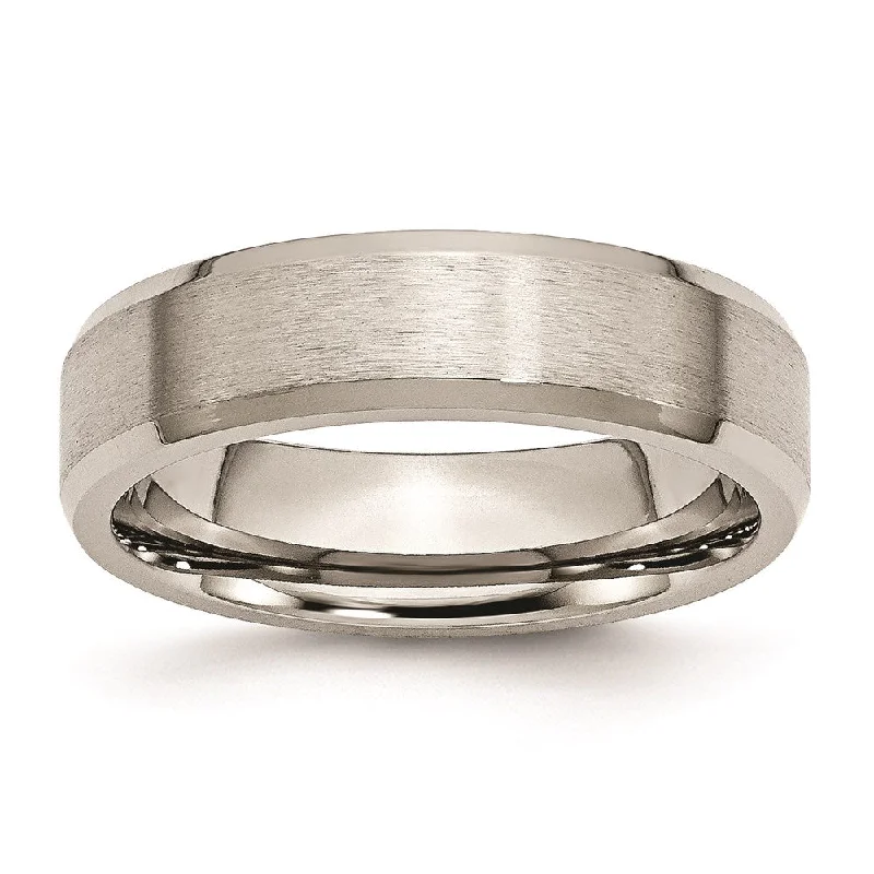 Unique necklaces and pendants with vintage-inspired designs for timeless appeal-Titanium Beveled Edge 6mm Brushed and Polished Band | TB9