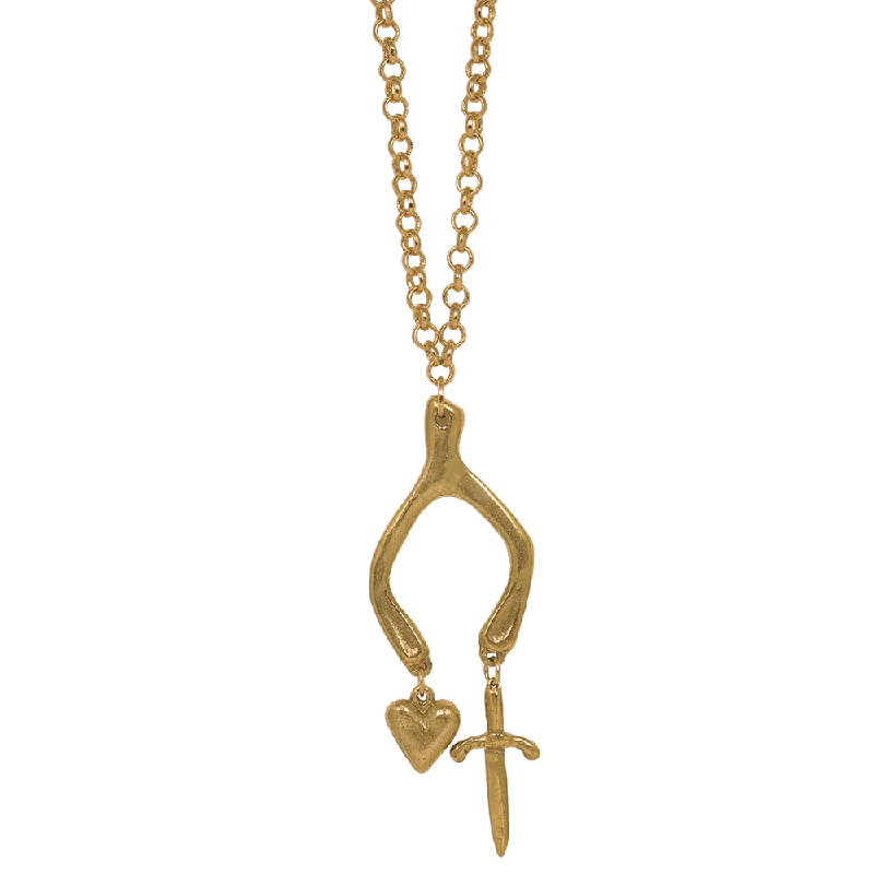 Stunning necklaces and pendants with aquamarine stones for a serene effect-Wishbone Charm Necklace