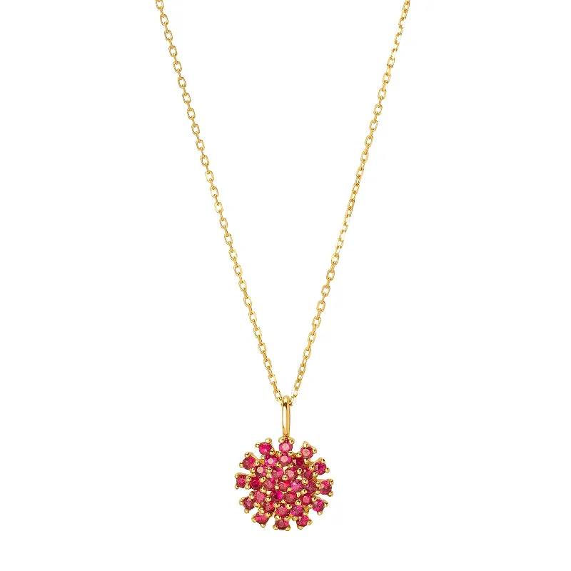 Beautiful necklaces and pendants with natural stones for an earthy, organic vibe-Flower Necklace - Ruby