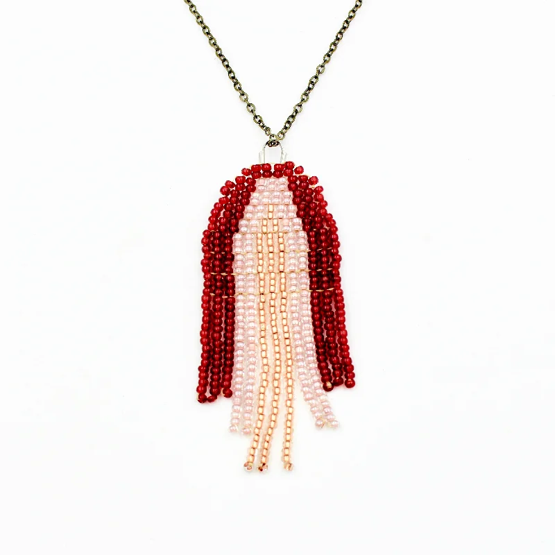 Necklaces and pendants with ocean-inspired designs for a refreshing, beachy feel-Zumma Necklace - Woven Seed Beads