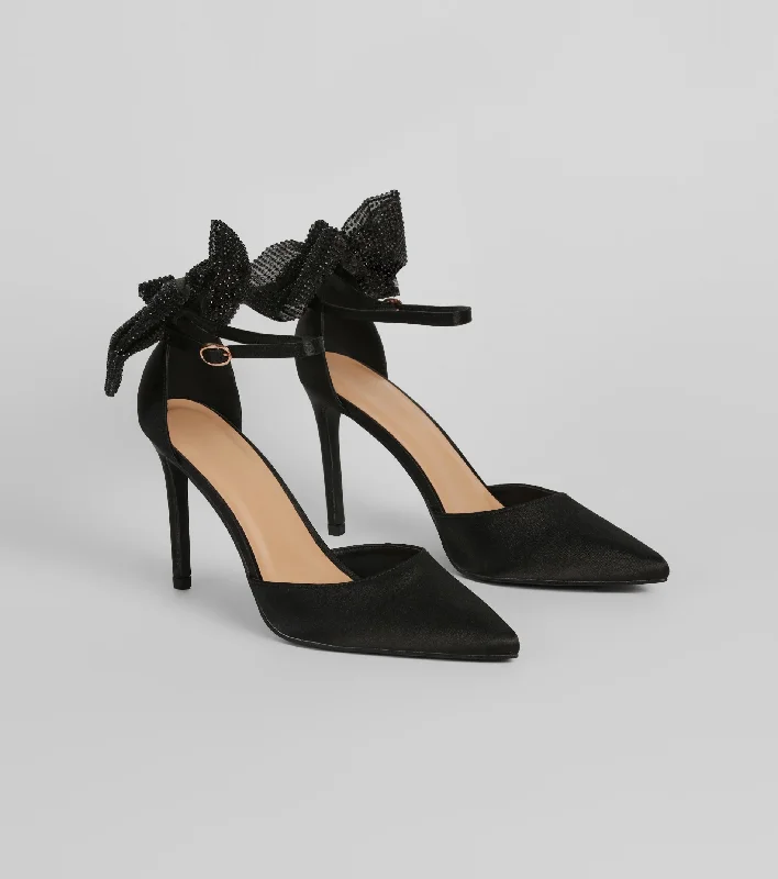 Ladies shoes with classic pumps suit all -Chic Attitude Bow-Detail Stiletto Pumps