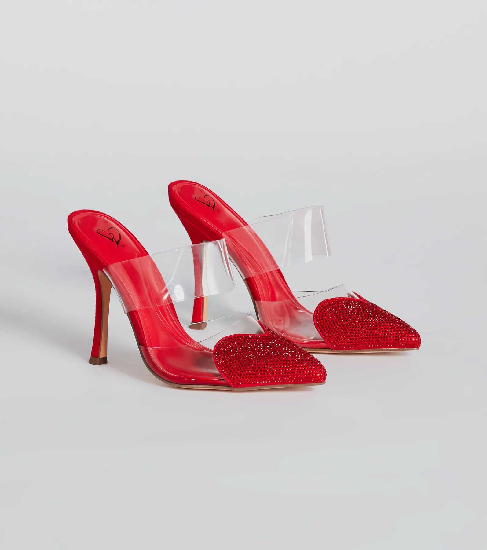 Ladies shoes featuring ombre effects look artsy -Glam Cutie Rhinestone Heart Stiletto Pumps