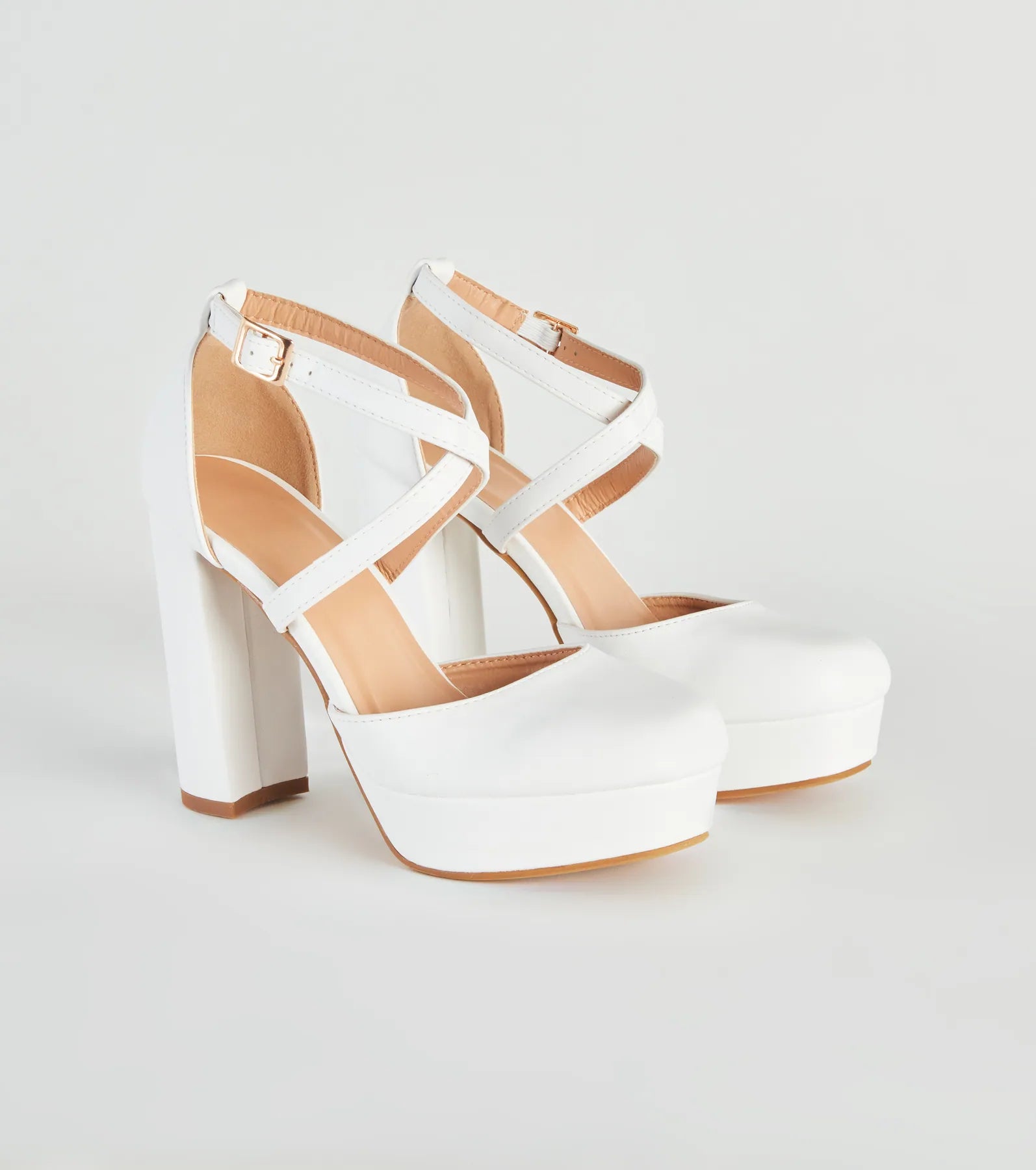 Ladies shoes with elastic bands stretch nicely -Signature Style Platform Block Heel Pumps